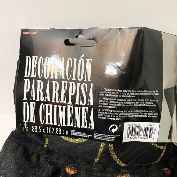 Amscan Black Spiderweb Polkadot Glitter Halloween Mantle Scarf 32.5 x 72 Inch - Picture 9 of 13